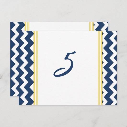 Trouwtafel Nummer Kaarten Lemon Blue Chevron (Voorkant / Achterkant)