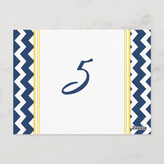 Trouwtafel Nummer Kaarten Lemon Blue Chevron (Achterkant)