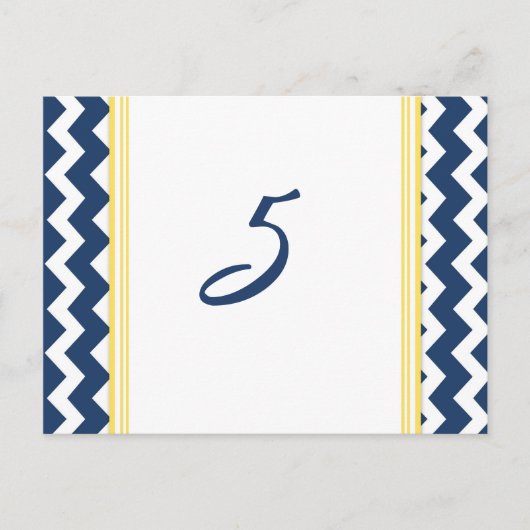 Trouwtafel Nummer Kaarten Lemon Blue Chevron (Voorkant)