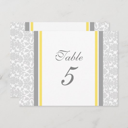 Trouwtafel Nummer Kaarten Lemon Grey Damask (Voorkant / Achterkant)