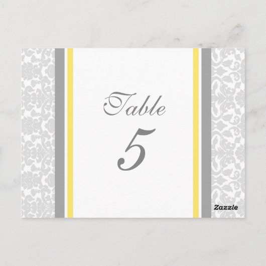 Trouwtafel Nummer Kaarten Lemon Grey Damask (Achterkant)