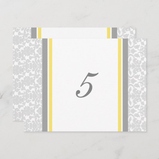 Trouwtafel Nummer Kaarten Lemon Grey Damask (Voorkant / Achterkant)