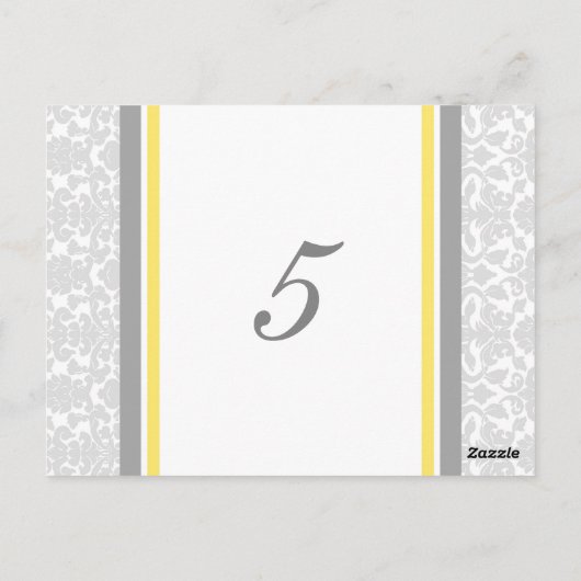 Trouwtafel Nummer Kaarten Lemon Grey Damask (Achterkant)