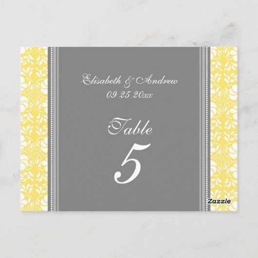 Trouwtafel Nummer Kaarten Lemon Grey Damask (Achterkant)