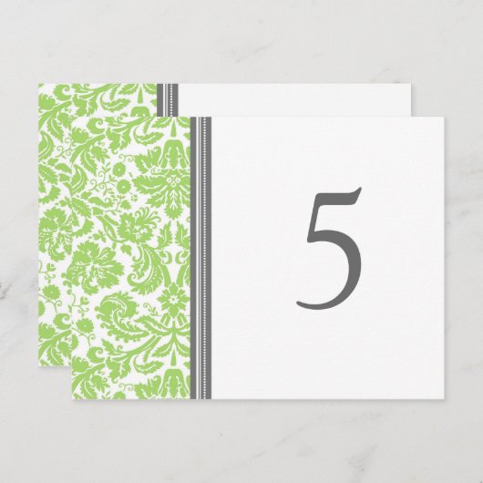 Trouwtafel nummer Kaarten Limoen grijs (Voorkant / Achterkant)