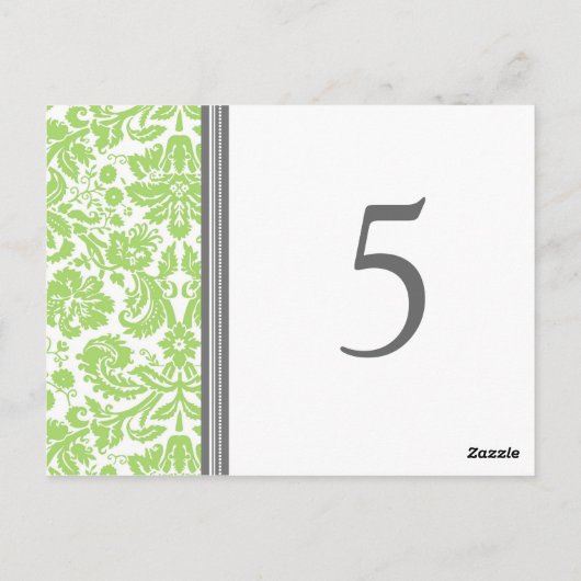 Trouwtafel nummer Kaarten Limoen grijs (Achterkant)