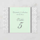 Trouwtafel Nummer Kaarten Mint Grijs Damask (Voorkant)