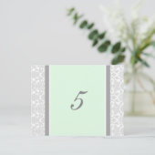 Trouwtafel Nummer Kaarten Mint Grijs Damask (Staand voorkant)