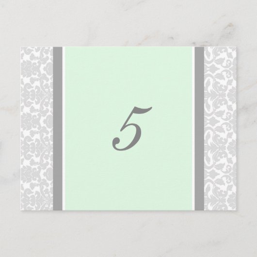 Trouwtafel Nummer Kaarten Mint Grijs Damask (Voorkant)