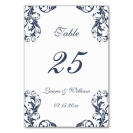 Trouwtafel nummer Kaarten | Navy Damask Design