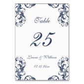 Trouwtafel nummer Kaarten | Navy Damask Design (Voorkant)