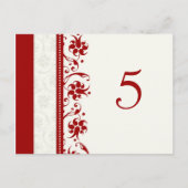 Trouwtafel Nummer Kaarten Rode Bloemen (Voorkant)