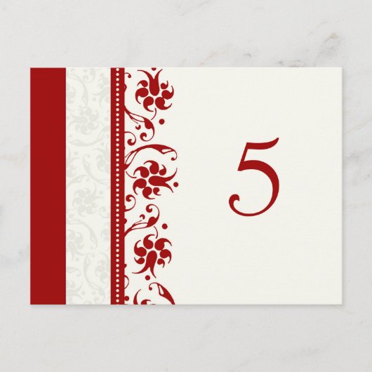 Trouwtafel Nummer Kaarten Rode Bloemen (Voorkant)