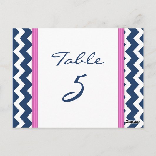 Trouwtafel Nummer Kaarten Roze Blauw Chevron (Achterkant)