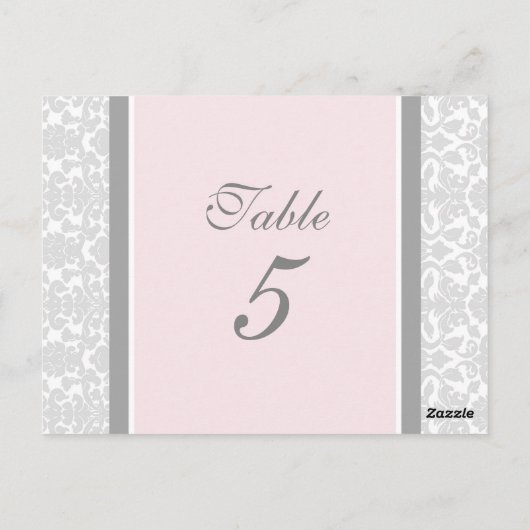 Trouwtafel Nummer Kaarten Roze Grijs Damask (Achterkant)