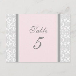 Trouwtafel Nummer Kaarten Roze Grijs Damask