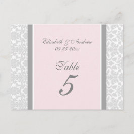 Trouwtafel Nummer Kaarten Roze Grijs Damask