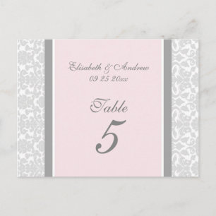 Trouwtafel Nummer Kaarten Roze Grijs Damask