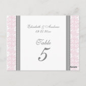 Trouwtafel Nummer Kaarten Roze Grijs Damask (Achterkant)