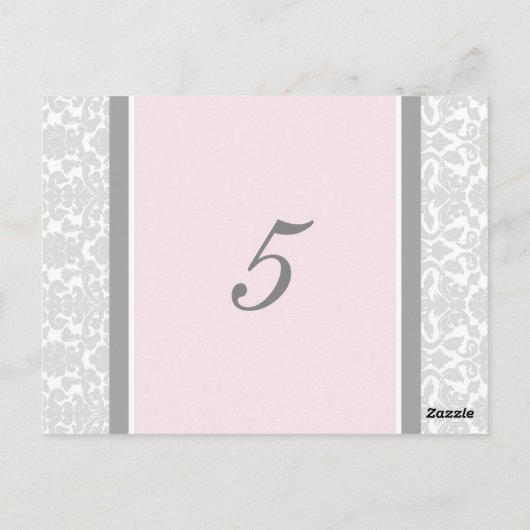Trouwtafel Nummer Kaarten Roze Grijs Damask (Achterkant)