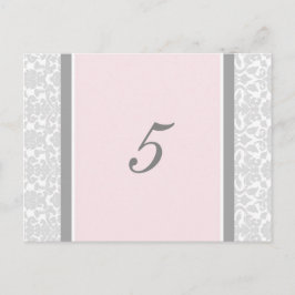 Trouwtafel Nummer Kaarten Roze Grijs Damask