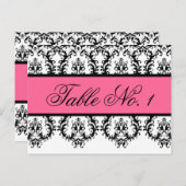 Trouwtafel Nummer Kaarten Zwart Damask Roze (Voorkant / Achterkant)