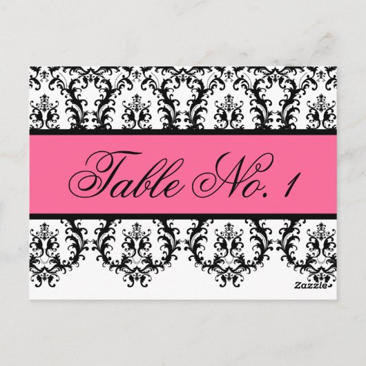 Trouwtafel Nummer Kaarten Zwart Damask Roze (Achterkant)