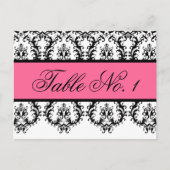 Trouwtafel Nummer Kaarten Zwart Damask Roze (Voorkant)