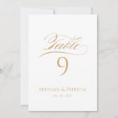 Trouwtafel nummer luxe gouden kalligrafie (Voorkant)