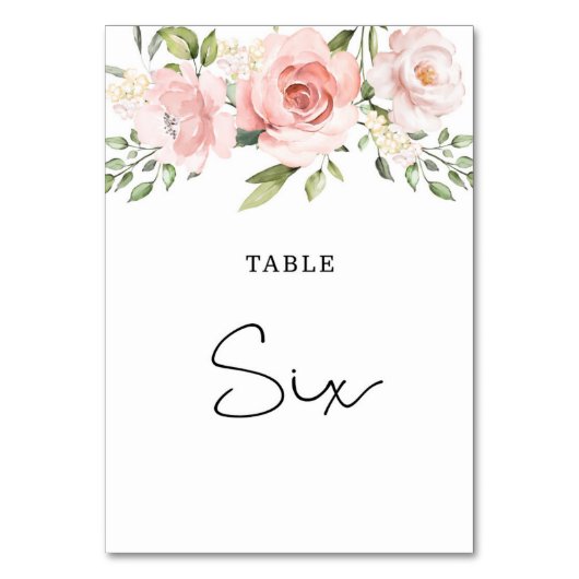 Trouwtafel nummer met blozende bloemen kaart (Voorkant)