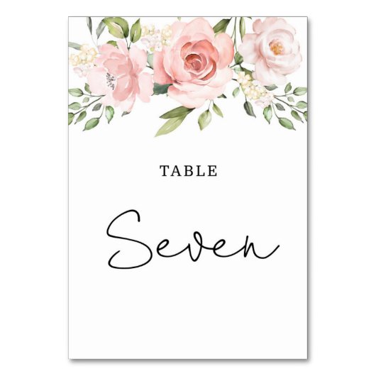 Trouwtafel nummer met blozende bloemen kaart (Voorkant)