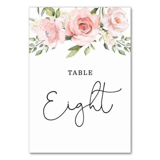 Trouwtafel nummer met blozende rozen kaart (Voorkant)