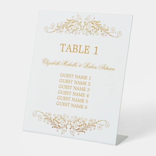 Trouwtafel nummer met gastenlijst reclamebord met voetstuk (Voorkant)