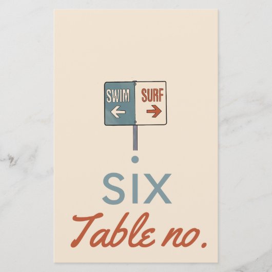 Trouwtafel nummer met oceaandieren voor lijst (Voorkant)