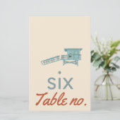 Trouwtafel nummer met oceaandieren voor lijst (Staand voorkant)