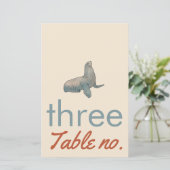 Trouwtafel nummer met oceaandieren voor lijst (Staand voorkant)