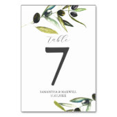 Trouwtafel nummer minimalistische olijftak kaart (Voorkant)