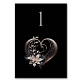 Trouwtafel Nummer-Modern Roze Hart met Bloem Kaart (Achterkant)