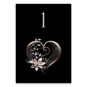Trouwtafel Nummer-Modern Roze Hart met Bloem Kaart