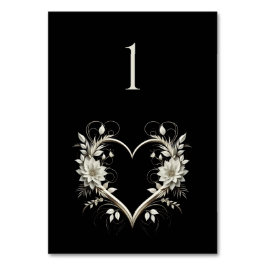 Trouwtafel Nummer-Moderne Bloemen Met Een Hart Kaart