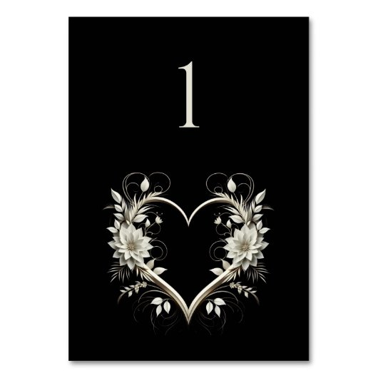 Trouwtafel Nummer-Moderne Bloemen Met Een Hart Kaart (Voorkant)