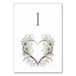 Trouwtafel Nummer-Moderne Bloemen Met Een Hart Kaart