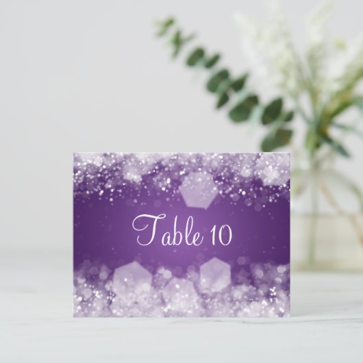 Trouwtafel nummer mousserende nacht Paarse Briefkaart (Staand voorkant)