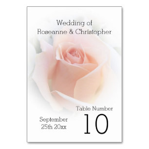 Trouwtafel nummer Peach Pink Rosebud Kaart