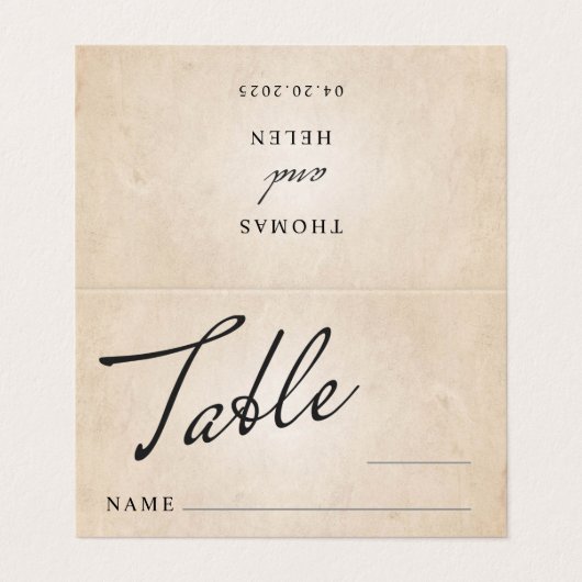 Trouwtafel nummer Plaats Gevouwen Kaart (Buitenkant ongevouwen)