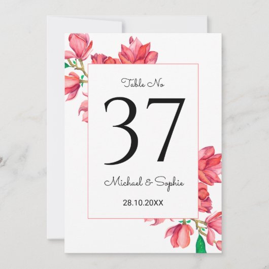 Trouwtafel nummer roze wit bloemen (Voorkant)