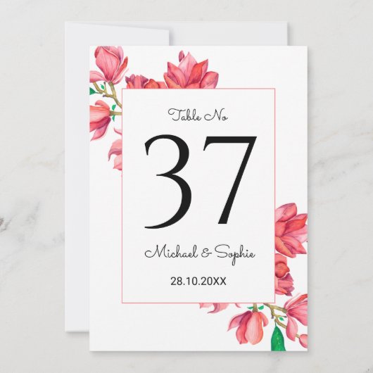 Trouwtafel nummer roze wit bloemen (Achterkant)