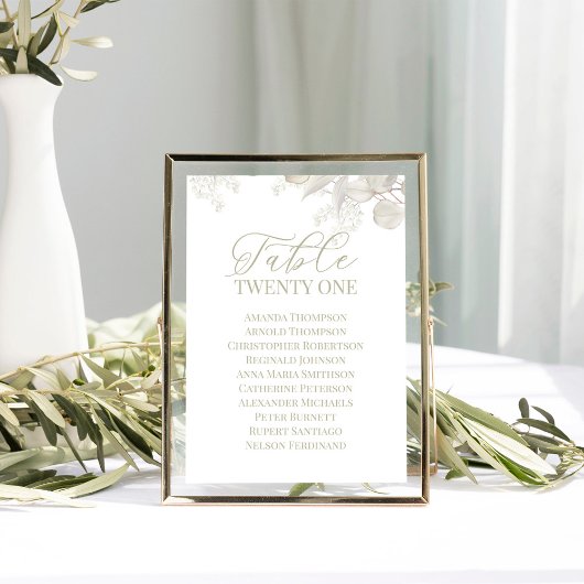 Trouwtafel nummer Sage Groen groen Kaart