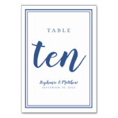 Trouwtafel nummer tien eenvoudige blauw & wit kaart (Voorkant)