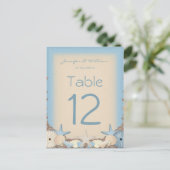 Trouwtafel nummer Tropical Beach Shells Briefkaart (Staand voorkant)